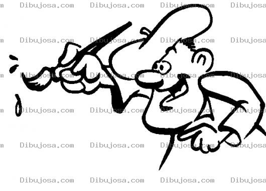 Dibujo para colorear Pintor Y Pincel Para Colorear