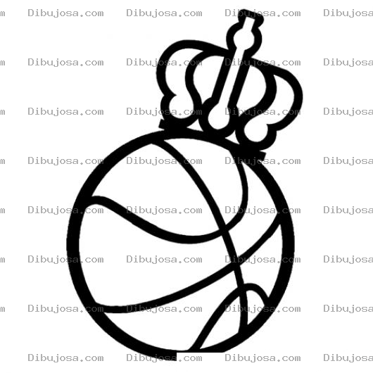 Dibujo para colorear Balonrey Dibujo De Pelota De Basquetbol Con Corona De Rey Para Pintar Y Colorear Balon Real