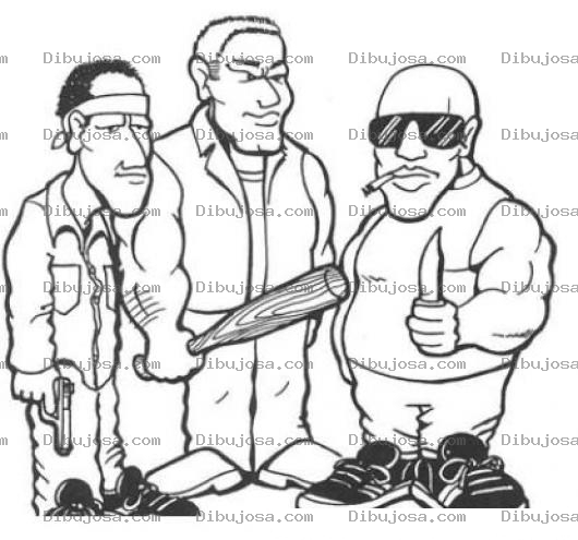 Dibujo para colorear Dibujo De Pandilleros Para Pintar Y Colorear A Tres Mareros Viejos