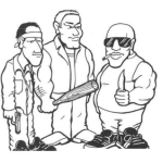 Dibujo para colorear Dibujo De Pandilleros Para Pintar Y Colorear A Tres Mareros Viejos