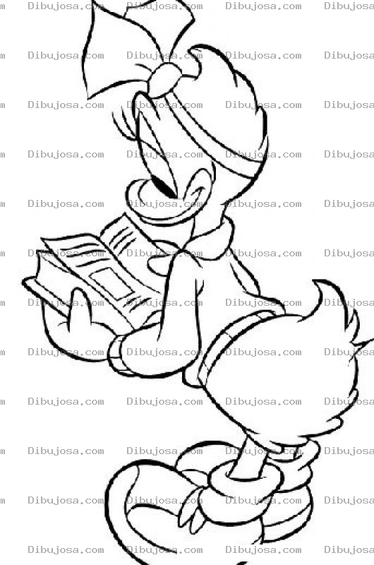 Dibujo para colorear Dibujo De Daisy Donald Leyendo Un Libro Para Pintar Y Colorear
