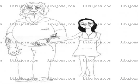 Dibujo para colorear Dibujo De Viejito Enamorado Con Su Pareja Para Pintar Y Colorear