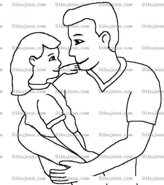 Dibujo para colorear Dibujo De Papa Con Su Hija Para Pintar Y Colorear