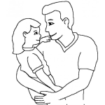 Dibujo para colorear Dibujo De Papa Con Su Hija Para Pintar Y Colorear