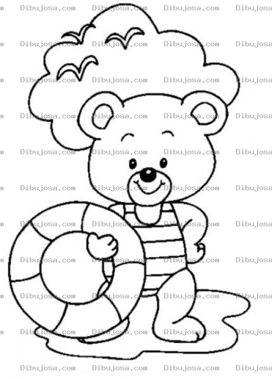 Dibujo para colorear Osito Salvavidas Para Pintar Y Colorear