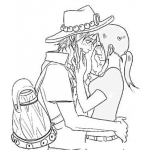 Dibujo para colorear Amor De Campesinos Para Pintar Y Colorear A Un Campesino Y Una Campesina Enamorados A Punto De Besarse