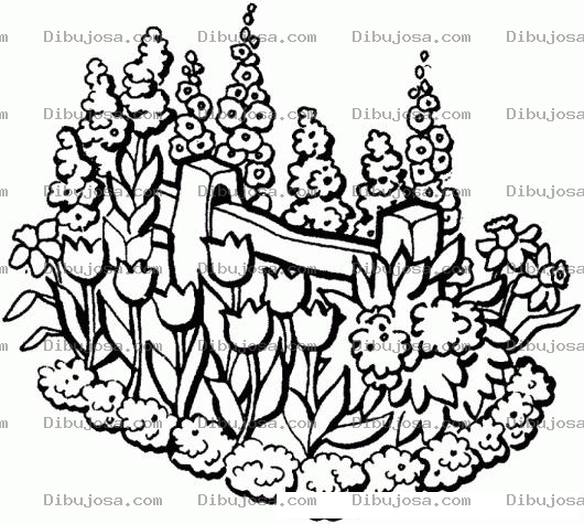 Dibujo para colorear Dibujo De Un Jardin De Flores Para Pintar Y Colorear
