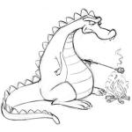 Dibujo para colorear Dragon Conmashmellows En Una Fogata Para Pintar Y Colorear