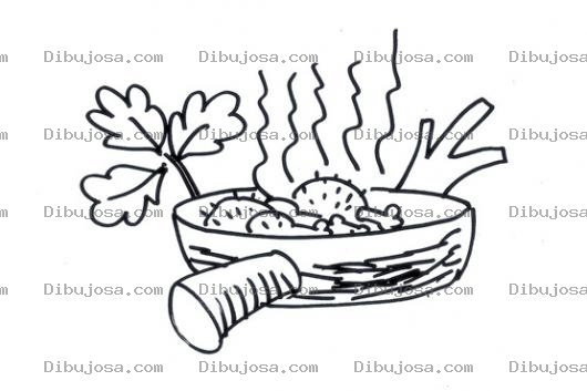 Dibujo para colorear Dibujo De Sarten Con Piernas De Pollo Para Pintar Y Colorear Pollo Frito