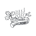 Dibujo para colorear Dibujo De Sarten Con Piernas De Pollo Para Pintar Y Colorear Pollo Frito