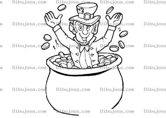 Dibujo para colorear Dibujo De Hombre En Una Olla De Oro Para Pintar Y Colorear