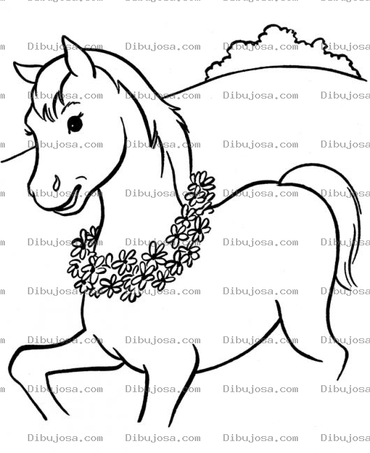 Dibujo para colorear Dibujo De Pony Con Collar De Flores Para Pintar Y Colorear