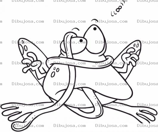 Dibujo para colorear Sapo Lengua Larga Enredado Con Su Propia Lengua Para Pintar Y Colorear