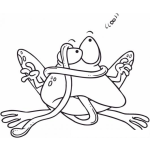 Dibujo para colorear Sapo Lengua Larga Enredado Con Su Propia Lengua Para Pintar Y Colorear