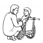 Dibujo para colorear Nino Invalido Con Su Papa Dibujo De Nino En Silla De Ruedas Para Pintar Y Colorear