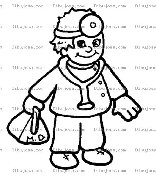 Dibujo para colorear Dibujo De Un Doctorsito Para Pintar Y Colorear Doctorcito Con Maletin Y Estetoscopio