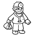 Dibujo para colorear Dibujo De Un Doctorsito Para Pintar Y Colorear Doctorcito Con Maletin Y Estetoscopio