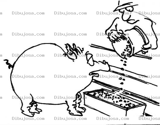 Dibujo para colorear Algarrobas Dibujo De Cerdo Comiendo Algarrobas Para Pintar Y Colorear Comida De Coche Marrano Cochinito Chancho Puerco Puerquito Chanchito Cerdito
