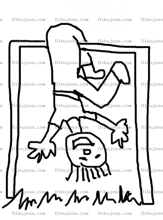 Dibujo para colorear Nino De Cabeza Colgado De Una Pierna En Una Porteria De Futbol Indantil Para Pintar Y Coloreae Patojo Mico Haciendo Micadas