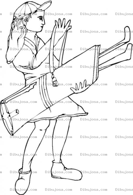 Dibujo para colorear Colorear mujer con palos de golf