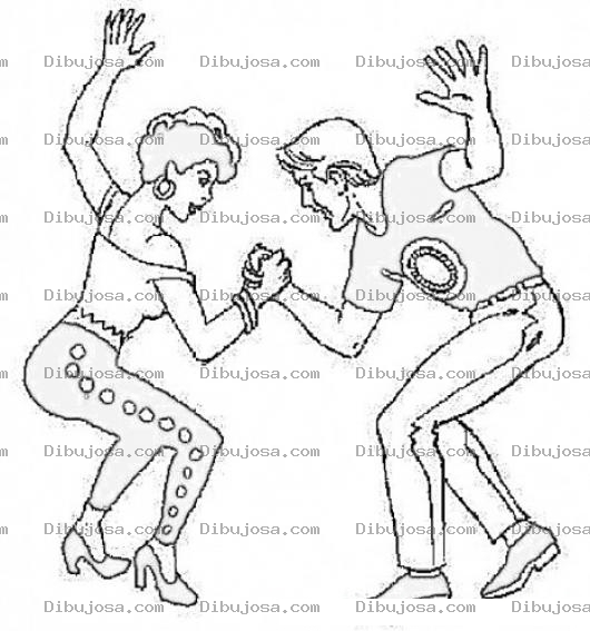 Dibujo para colorear Parjea Bailando Muscia Disco En Una Discoteca De Los 80s Para Pintar Y Colorear
