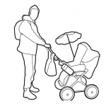 Dibujo para colorear Carruajedebebe Dibujo De Un Joven Papa Con Carruaje De Bebe Para Pintar Y Colorear Padre Jovencito
