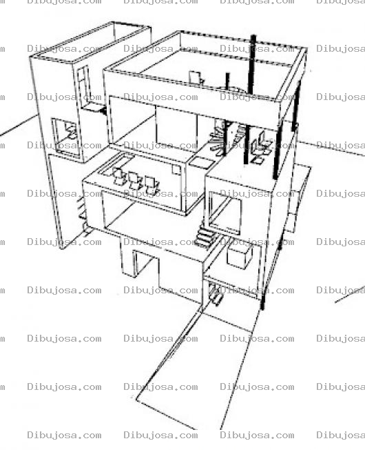 Dibujo para colorear Edificio De Apartamentos De 4 Niveles Para Pintar Y Colorear Apartamentos Tipo Loft