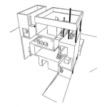 Dibujo para colorear Edificio De Apartamentos De 4 Niveles Para Pintar Y Colorear Apartamentos Tipo Loft