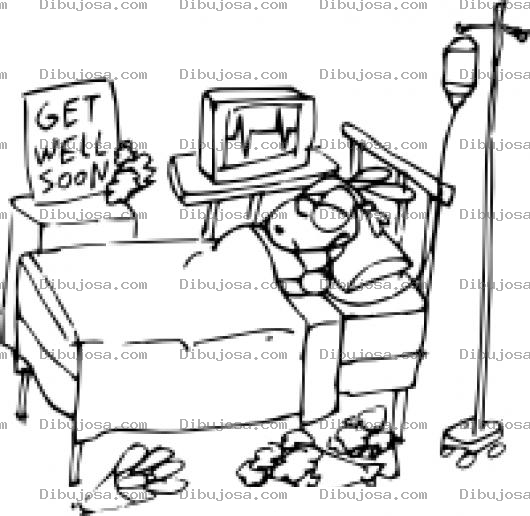 Dibujo para colorear Dibujo De Enfermito Postrado En Cama Con Tarjetitas Flores Y Muestras De Carino Para Pintar Y Colorearafecto