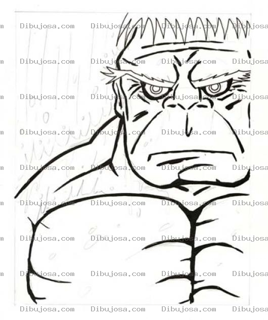 Dibujo para colorear Cara Y Pecho De Hulk Para Pintar Y Colorear