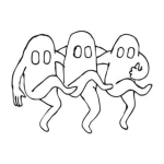 Dibujo para colorear Fantasmas Bailando El Can Can Para Pintar Y Colorear Fantasmas Del Molino Rojo