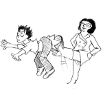 Dibujo para colorear Dibujo De Feminismo Para Pintar Y Colorear Mujer Pateandole El Trasero A Un Hombre Jefa Despidiendo A Un Empleado Con Patada En El Culo