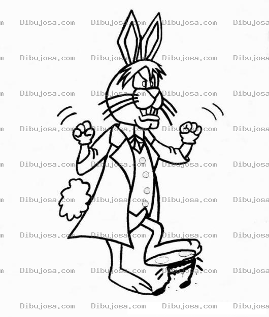 Dibujo para colorear Dibujo Del Doctor Muelitas Enojado Y Cayando La Musica Con Su Pata Para Pintar Y Colorear Conejo Enojado