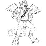 Dibujo para colorear Pantera Guerrera Con Alas Para Pintar Y Colorear