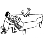 Dibujo para colorear Colorear Pianista Tocando El Piano Frente A Un Chiguagua Conteno Para Pintar