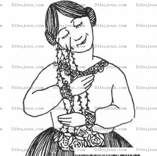 Dibujo para colorear Rosas Invertidas Dibujo De Una Mujer Abrazando Rosas Viendo Para Abajo Para Pintar Y Colorear Rosas Alrevez