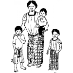 Dibujo para colorear Madre Guatemalteca Dibujo De Una Mama Indigena Con Sus Hijos Para Pintar Y Colorear Mujer Con Corte De Guatemala Con Tres Hijos Mama Chapina