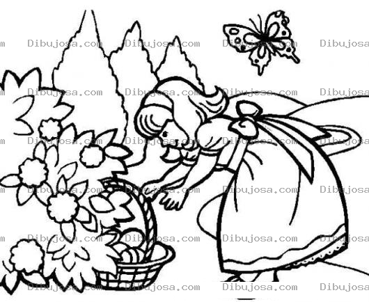 Dibujo para colorear Nina Recogiendo Canasta De Huevos Para Pintar Y Colorear Canastita De Huevos