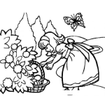 Dibujo para colorear Nina Recogiendo Canasta De Huevos Para Pintar Y Colorear Canastita De Huevos