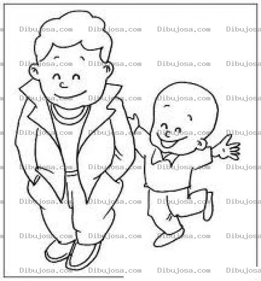 Dibujo para colorear Colorear Hermano Mayor Con Su Hermanito