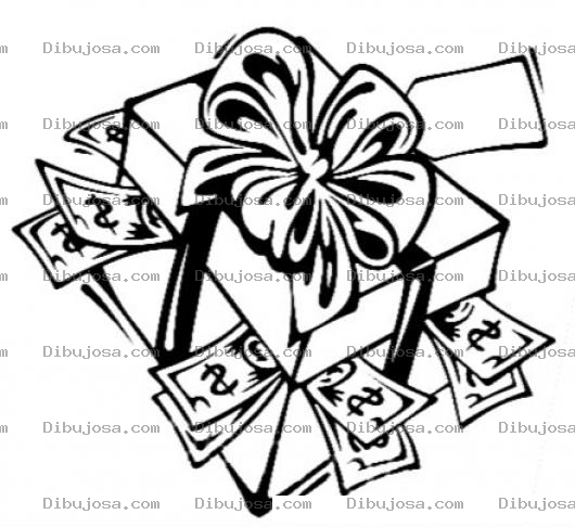 Dibujo para colorear El Regalo Perfecto Dibujo De Un Regalo Ideal Para Hombre E Ideal Para Mujer De Todas Las Edades Para Pintar Y Colorear Regalo De Dinero