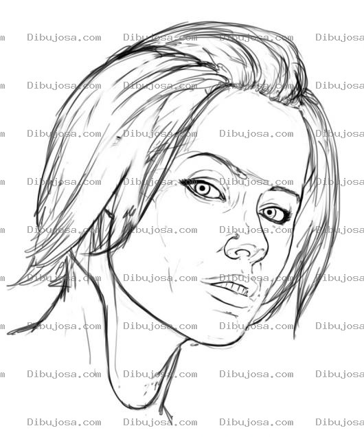 Dibujo para colorear Mujer Con Pelo Corto Peinado Para Atras Para Pintar Y Colorear