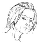 Dibujo para colorear Mujer Con Pelo Corto Peinado Para Atras Para Pintar Y Colorear