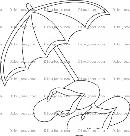 Dibujo para colorear Implementos De Playa Dibujo De Sombrilla Y Sandalias Para Pintar Y Colorear Caites Llinas Y Paraguas