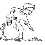 Dibujo para colorear Hombre Recogiendo Basura En Una Bolsa Canguro Para Pintar Y Colorear Dibujo De Un Recolector De Basura