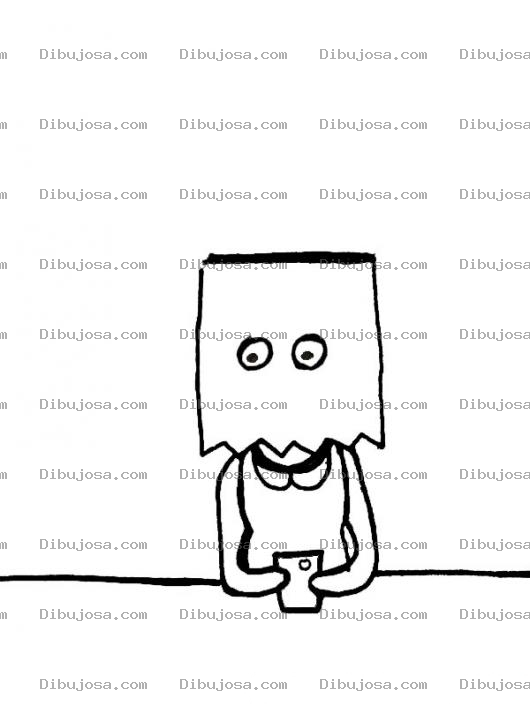 Dibujo para colorear Complejo De Fea Dibujo De Mujer Acomplejada Por Creerse Fea Con Una Bolsa De Papel En La Cara Para Pintar Y Colorear Chica Tapandose El Rostro