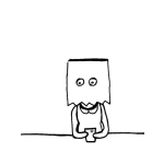 Dibujo para colorear Complejo De Fea Dibujo De Mujer Acomplejada Por Creerse Fea Con Una Bolsa De Papel En La Cara Para Pintar Y Colorear Chica Tapandose El Rostro