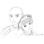 Dibujo para colorear Dibujo De Chinita Enamorada Con Su Novio Pelon Para Pintar Y Colorear