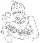 Dibujo para colorear Farmacodependiente Dibujo De Dorgadicto Hipocondriaco Con Muchos Medicamentos Para Pintar Y Colorear Varios Frascos De Medicinas