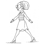 Dibujo para colorear Negrita Coqueta En Minifalda Y Con Gafas De Sol Para Pintar Y Colorear Morena Coscolina Que Te Haces Colocha